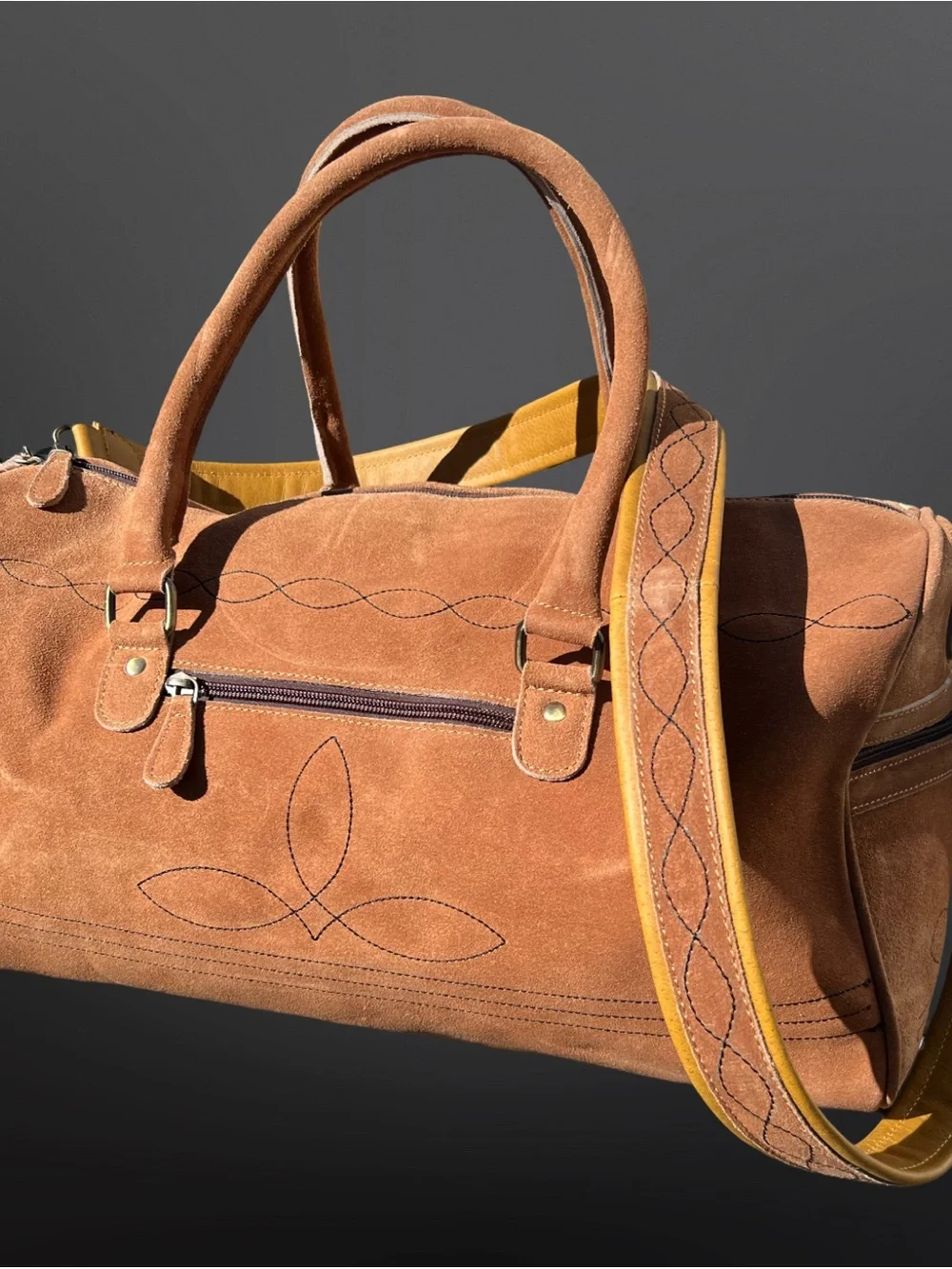 Buckskin Suede Leather Duffel Carryon Bag